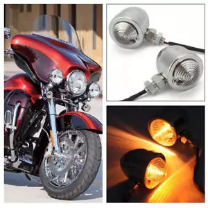 4x Universal Motorcycle Retro Bullet Grill Led Turn Signals Indicators Blinkers - Picture 1 of 12