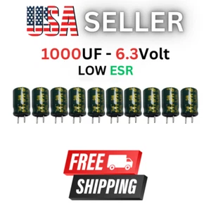 10x 1000uF 6,3V Elektrolytkondensatoren EINRASTEN NIEDRIG ESR 8x13mm NIEDRIG ESR - Bild 1 von 1
