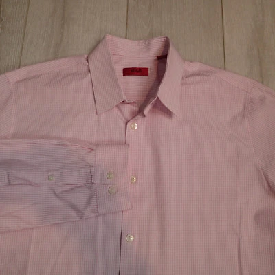  Camisa de vestir con botones para hombre Hugo Boss: talla 16 32/33 rosa blanco d7 Foto 1 de 4