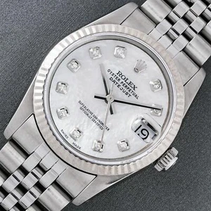 Rolex Mid-Size Datejust Watch Steel & 18 Karat Gold MOP Diamond Dial Watch - Picture 1 of 12