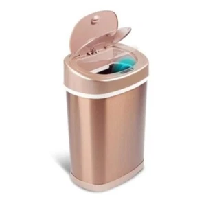 4 Gallon Touchless Oval Stainless Steel Automatic Trash Can.Gold - Picture 1 of 6
