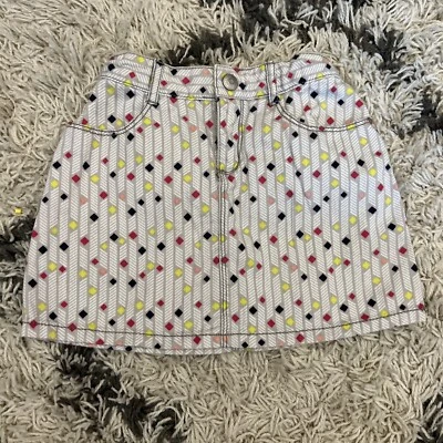 Falda Gymboree Niñas Talla 5 Blanca Pana Botón Cremallera Formas Cintura Ajustable Foto 1 de 4