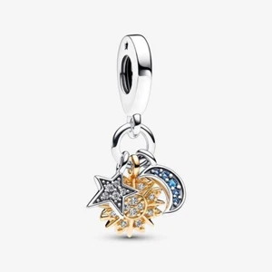 Original PANDORA Bicolor Himmlischer Dreifacher Charm-Anhänger - Bild 1 von 3