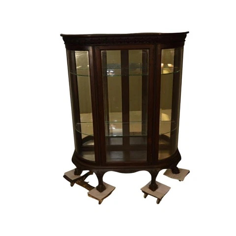 Antique China Cabinet, Curved Glass Oak #21578 Cover