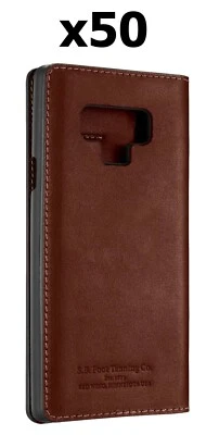 NEW 50-Pack Platinum Genuine Leather BROWN Wallet Case for Samsung Galaxy Note 9 - Image 1 of 4