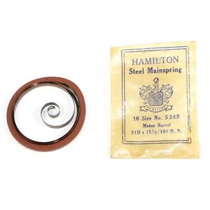 HAMILTON 16 SIZE POCKET WATCH MAINSPRING Part #534B - BV407 - Picture 1 of 1