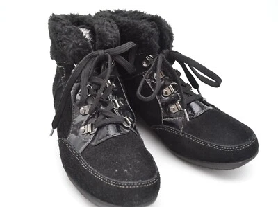 Sporto  MIA Boots Womens 7 M Ankle Winter Casual Black Leather Lace Up Faux Fur - Image 1 of 4