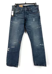 POLO Ralph Lauren Classic Fit Distressed Paint Blue Stretch Jeans 32 x 34 NWT - Picture 1 of 2