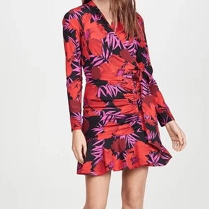 Veronica Beard Lorina Floral-Print Tie-Front Dress Silk Size 6 - Picture 1 of 9