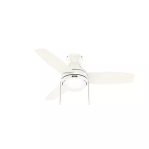 Hunter Fan 44 inch Low Profile Fresh White Ceiling Fan with Light and Pull Chain - Picture 1 of 7