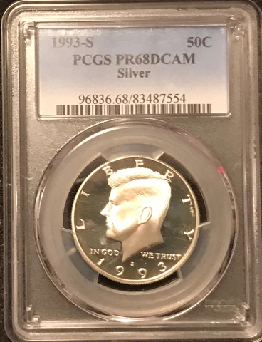1993-S Silver Kennedy Half Dollar Proof Graded PCGS PF68DCAM Cover
