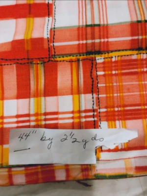 Red white yellow patchwork look Print Yardage Cotton - Image 1 of 2