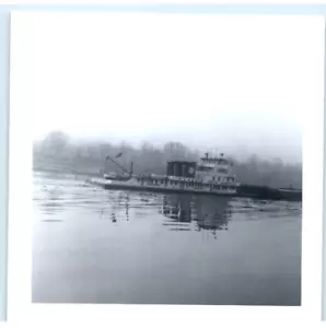 Vintage Photo 1956, Towboat On Ohio River, Cincinnati, 3x3, Black White - Imagen 1 de 2