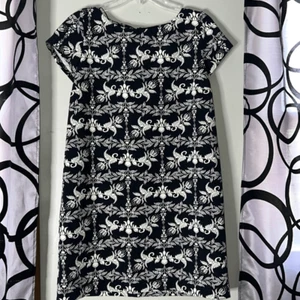 Zara Woman Floral Lace Graphic Print Black Ivory Shift Dress Size Medium - Picture 1 of 13