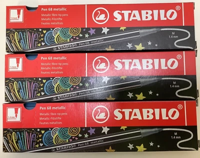 STABILO Pen 68 Metallic, Blue Metallic, Metallic Premium Felt Tip Pen, 30 Total