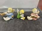 Vintage Ceramiczna figurka anioła Muzyczne trio (3) Zestaw ręcznie malowany