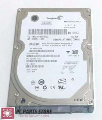 Seagate ST9160821AS 2.5" SATA 160GB HARD DRIVE DATE 07513 100398689 REV C PARTS - Image 1 of 4