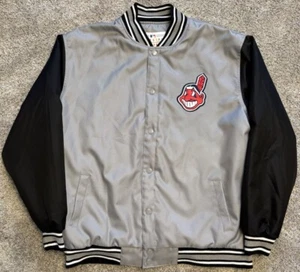 MLB Cleveland Indians Jacke grau schwarz bestickte Logos JH Design - Bild 1 von 3
