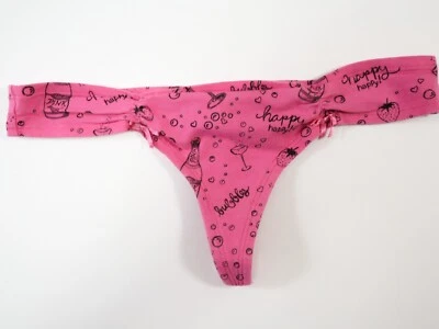 1 Vtg Victoria's Secret PINK 2009 Ruched Bow Thong Panties Size SMALL - Image 1 of 4