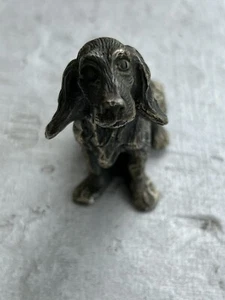 Pewter Vintage Figural Spaniel Dog Figurine Paperweight - Picture 1 of 8