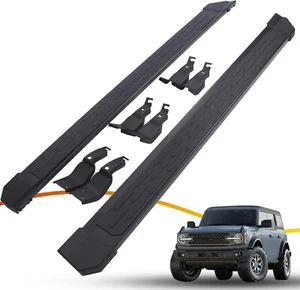 Running Boards For 2021- 2023 Ford Bronco 4 Door Steel Side Step Bars Black Pair - Bild 1 von 6