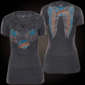 Sinful by Affliction Women's Sweater Dress ISLA Biker Tattoo - Picture 1 of 7