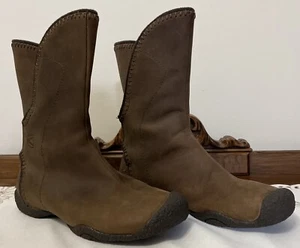 KEEN Women’s Brown Leather Lined Slip On Elastic Hook N Loop Ankle Boots US 6.5 - Picture 1 of 11