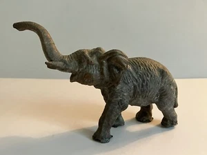 Vintage Old Cast Metal Elephant Statue Figurine Trunk Up Old Patina - Picture 1 of 13