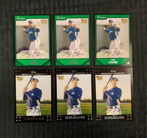 Lote de 6 cerveceros Ryan Braun 2007 Bowman BDP50 Rookie 2007 Topps UH150 casi nuevo - Imagen 1 de 2