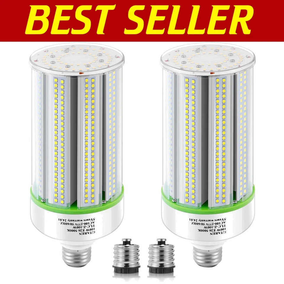 Energy-Saving 80W LED Corn Bulbs - Bright 11200 Lumen, 2-Pack with Instant On - Image 1 of 4