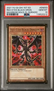 YU-GI-OH 2021! Red-Eyes Black Dragon MGED-EN003 Maximum Gold: El Dorado PSA 10 - Imagen 1 de 4