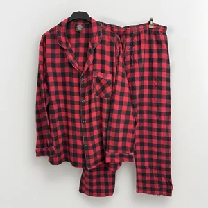 Pijama de franela Hanes XL para hombre 100 % algodón rojo y negro a cuadros búfalo a cuadros - Imagen 1 de 10