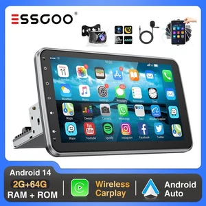 1 DIN Radio de Coche Android 14 CarPlay 2+64G Pantalla giratoria GPS NAVI Cámara - Imagen 1 de 15
