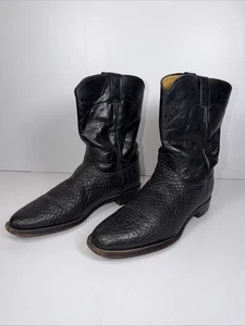 Justin Roper Stiefel 2137 schwarz Kiesel genarbtes Leder Western Cowboy USA 10,5 D - Bild 1 von 16