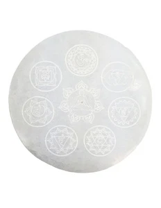 Porte-encens 7 Chakras en Sélénite - Disque ø10cm - Imagen 1 de 2
