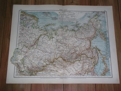 MAPA ANTIGUO ORIGINAL DE SIBERIA / RUSIA KAZAJSTÁN MONGOLIA CHINA JAPÓN 1907 Foto 1 de 4