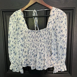 Top Reformation Braelyn Azul Blanco Floral Talla XS - Imagen 1 de 6