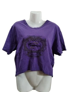 Vintage Y2K Z Cavaricci Purple Hi Low Crop Top Women's Size M Cotton Made In USA - Picture 1 of 12