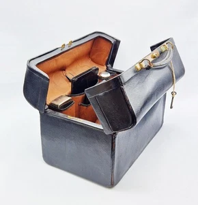 VIKTORIANISCHE MAPPIN & WEBB LEDER GLADSTONE TASCHE mit SILBERKRAGEN GLÄSERN London 1899 - Bild 1 von 16