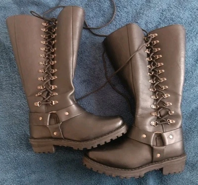 Botas altas de cuero Z1R Savage para mujer motocicleta conducción en la calle talla 7 nuevas sin etiquetas GM Foto 1 de 4