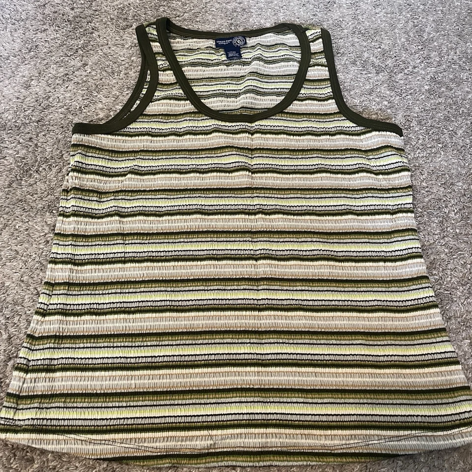 Blusa sin mangas vintage Y2k años 90 Venezia mujer 18/20 rayas verdes boho playa EE. UU. Foto 1 de 4