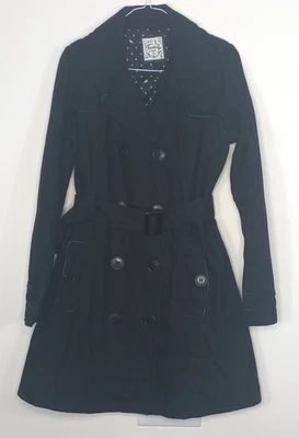 Tammy Girl Vintage Y2K Black Belted Bow Trench Coat 16 Years 176 CM UK 6-8 - Image 1 of 4