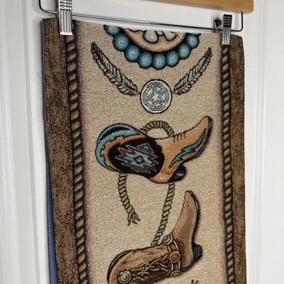 Botas Vaqueras Occidentales Cuerda Suroeste Tapiz Colgante de Pared Decoración Mesa Corredor Foto 1 de 4