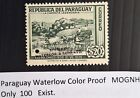 RARE 1940 Paraguay $20 green Bolivia Peace Treaty Waterlow Colour Proof stamp