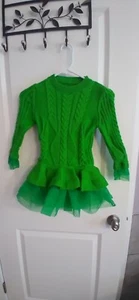 Mädchen Apfelgrün Lagenlook Winter Pullover Kleid mit Tüll Akzenten Gr. 5/6 - Bild 1 von 8