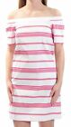 Maison Jules Bright Pink Striped Off-The-Shoulder Dress Size M