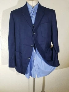 Vtg 44R Bespoke blue Moleskin tweed Chamois Full-canvas Blazer Sport Coat Jacket - Picture 1 of 10