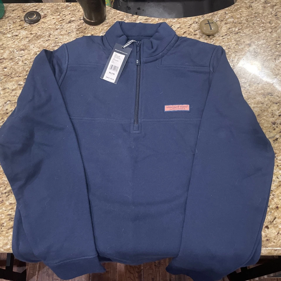 Camisa The Shep Vineyard Vines Azul Marino Niños XL (18) 100% Algodón Cuarto Cremallera Foto 1 de 1