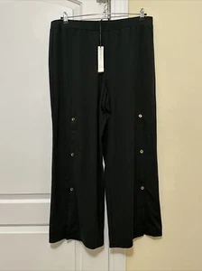 AmberNoon II Dr. Erum Ilyas SunKnit WideLeg Pants Slit Detail Black 2X A379974 - Bild 1 von 8