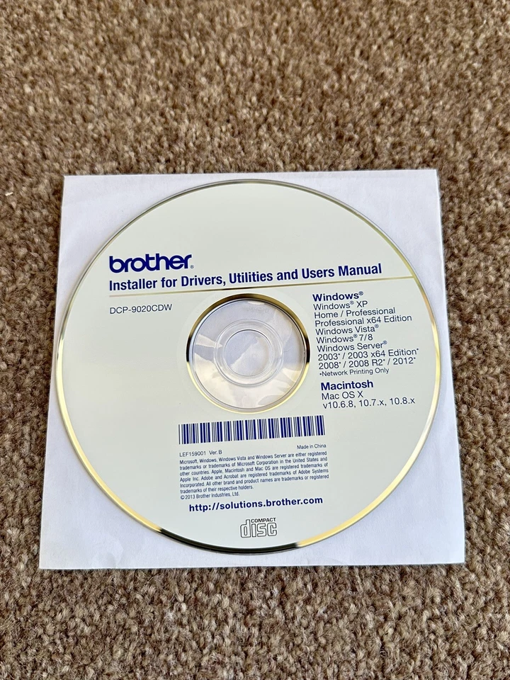 Brother Installer for Drivers Utilities User Manual CD Disc DCP-9020CDW Unused - Image 1 of 1